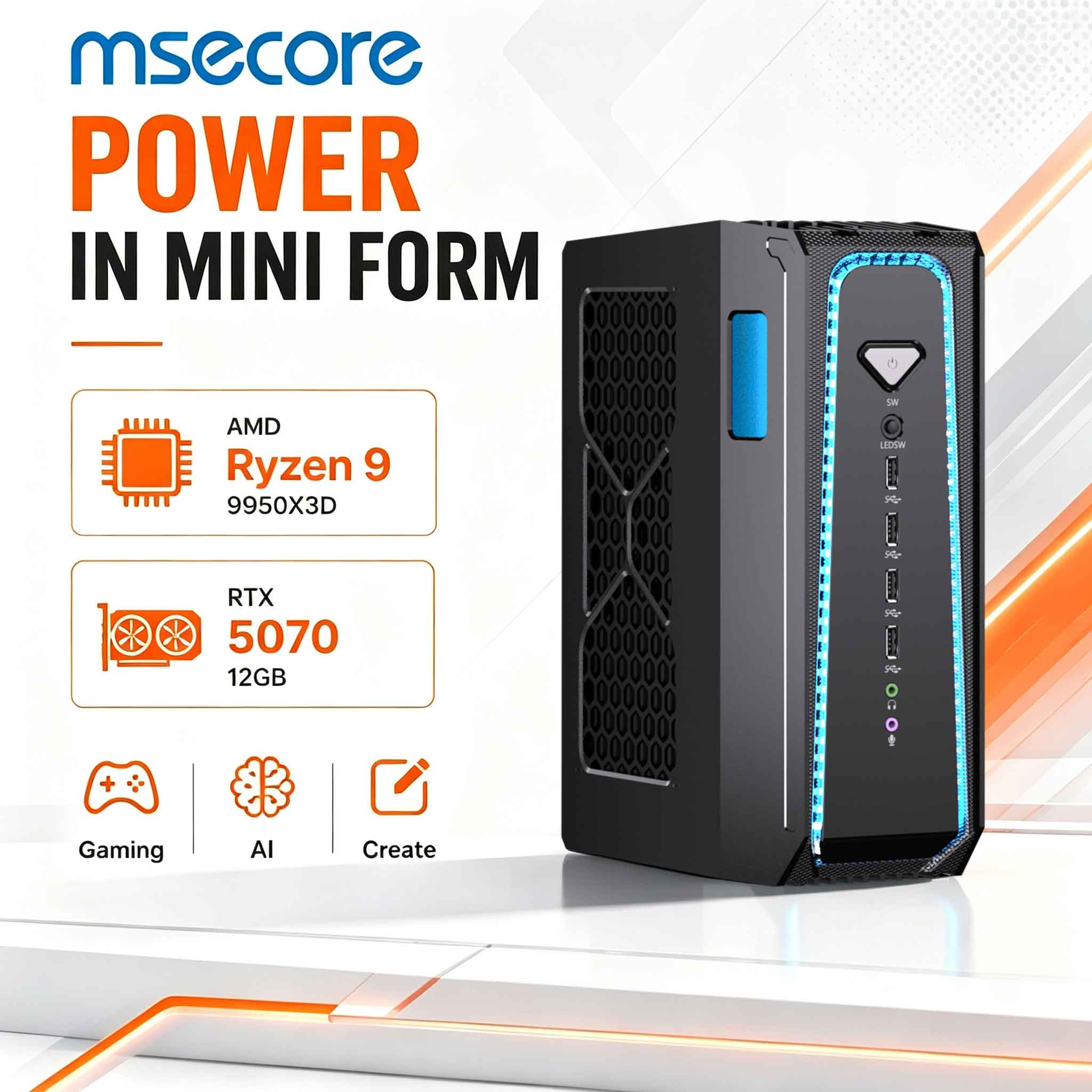 Pc Gaming Liquid - MSECORE พีซีเกมมิ่งระบบระบายความร้อนด้วยน้ำ AMD Ryzen 9 9950X3D