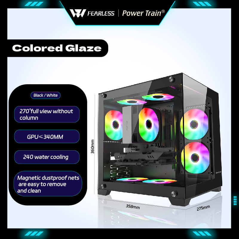Pc Gaming Liquid - เคสคอมพิวเตอร์สำหรับเล่นเกม Power Train Colored Glaze MATX